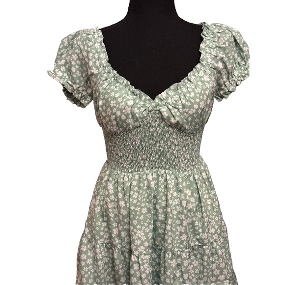 Princess Polly Dress Womens 6 Light Green Milkmaid Tiered Skirt - Picture 7 of 7
